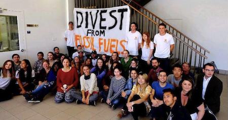 UC Santa Barbara students advocating for divestment. 